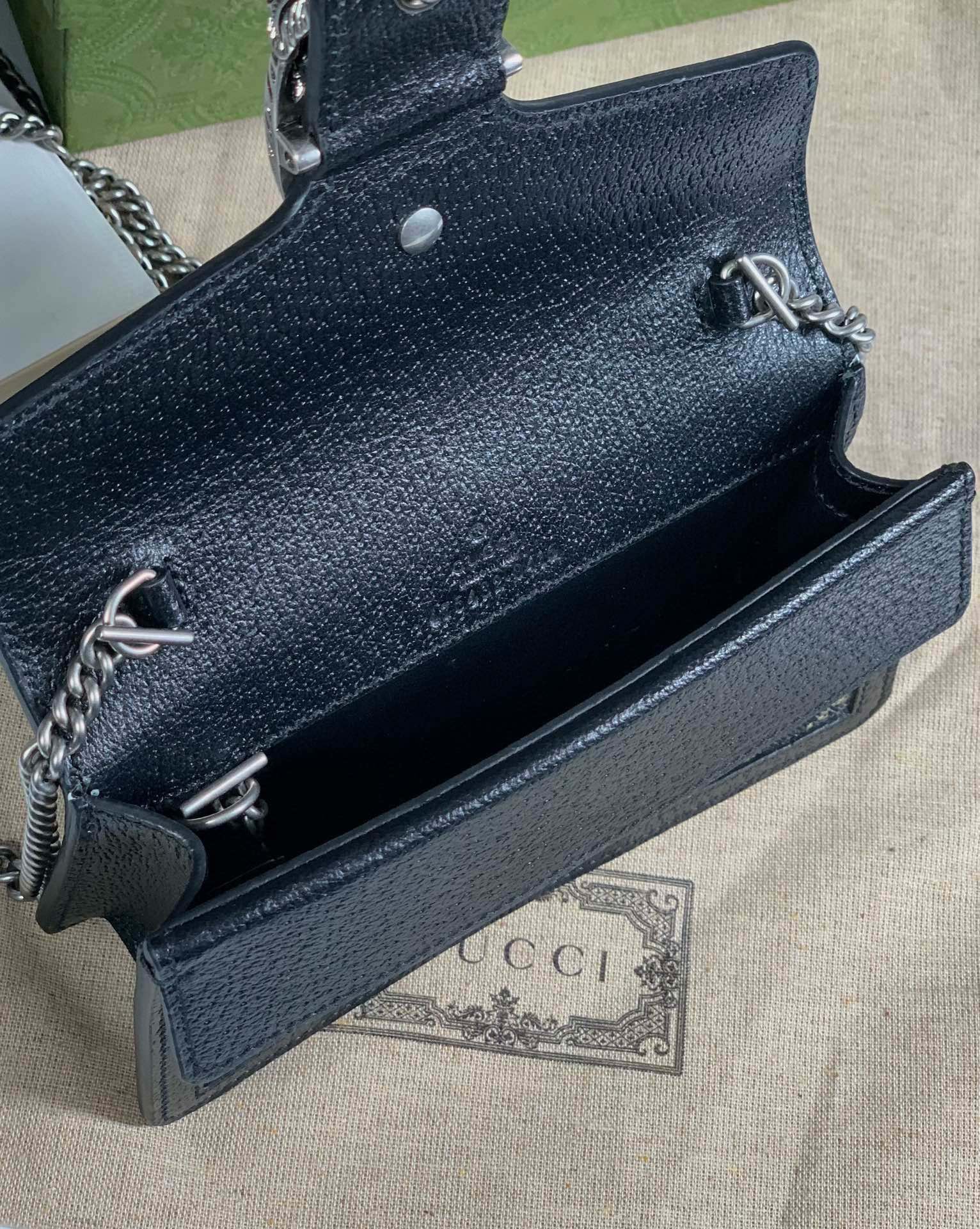 [TOP] GUCCI Dionysus Bag Mini Chain Bag 16.5x10x4cm - Black