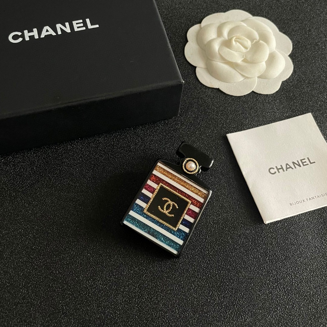 [TOP] CHANEL Perfume Bottle Brooch - Black