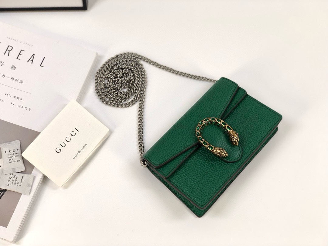 [TOP] GUCCI Dionysus Bag Mini Chain Bag 16.5x10x4cm - Green