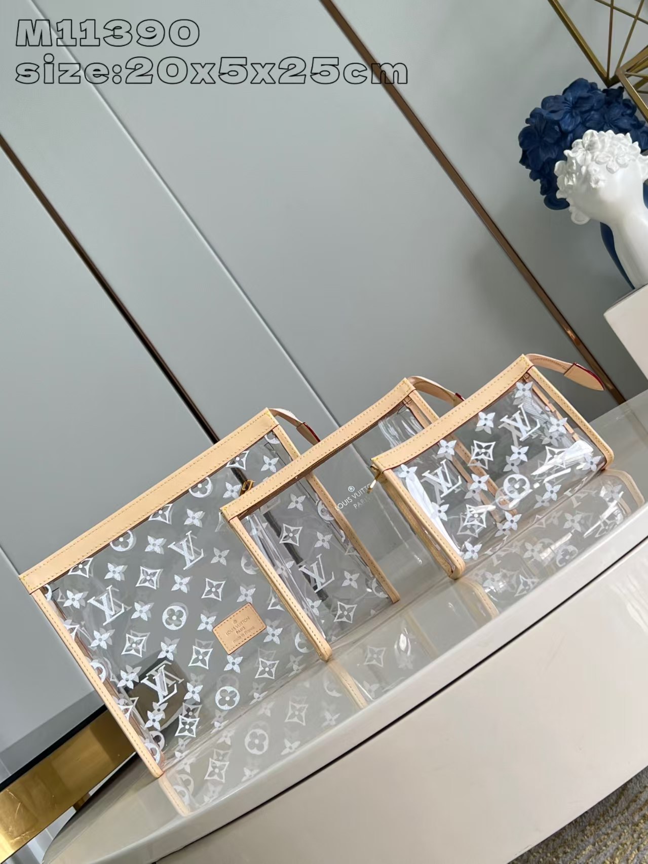 [TOP] Louis Vuitton LV Trio Poche Toilette  - Transparent