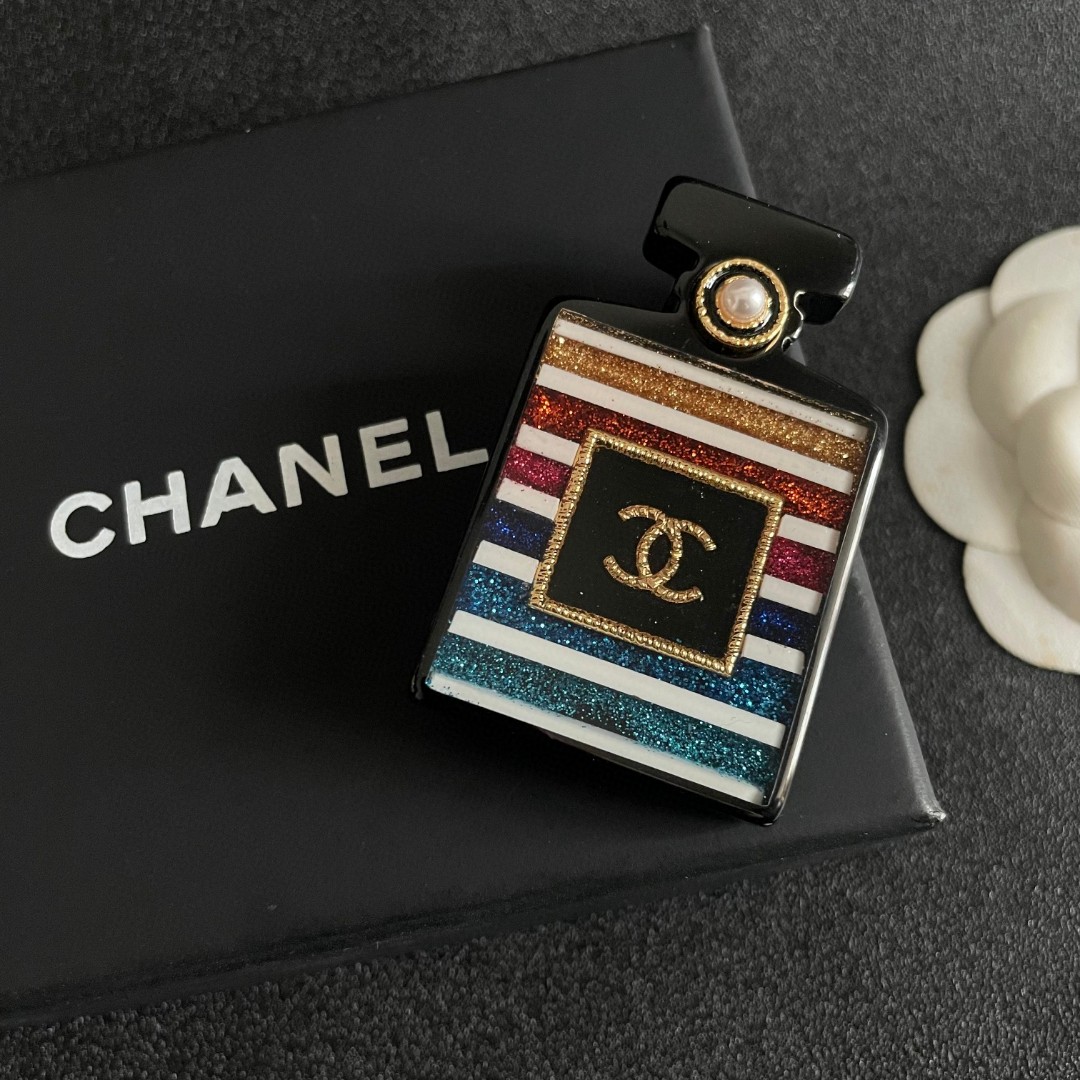 [TOP] CHANEL Perfume Bottle Brooch - Black