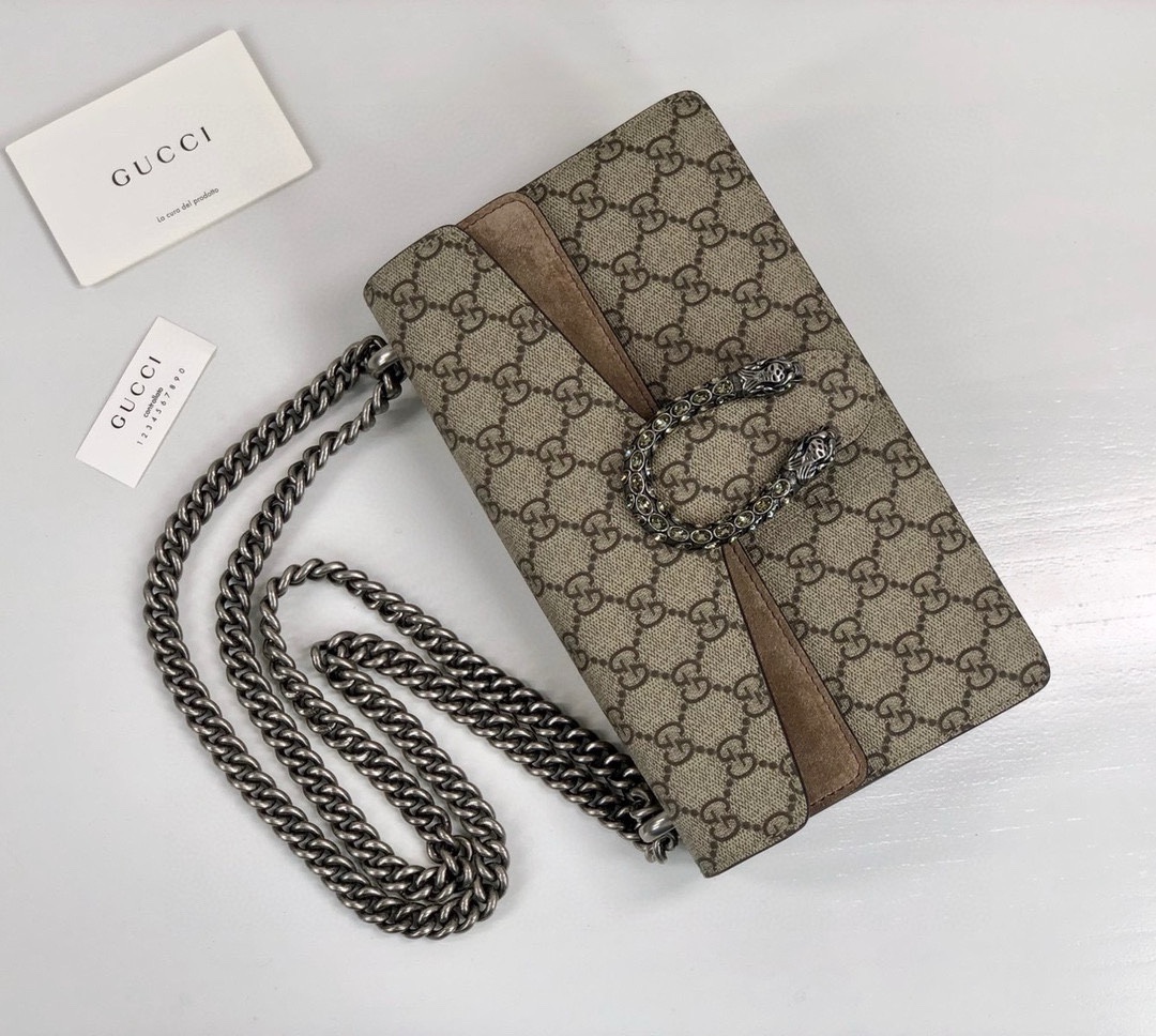 [TOP] GUCCI Dionysus Bag Mini Chain Bag 25X14X8cm - Brown
