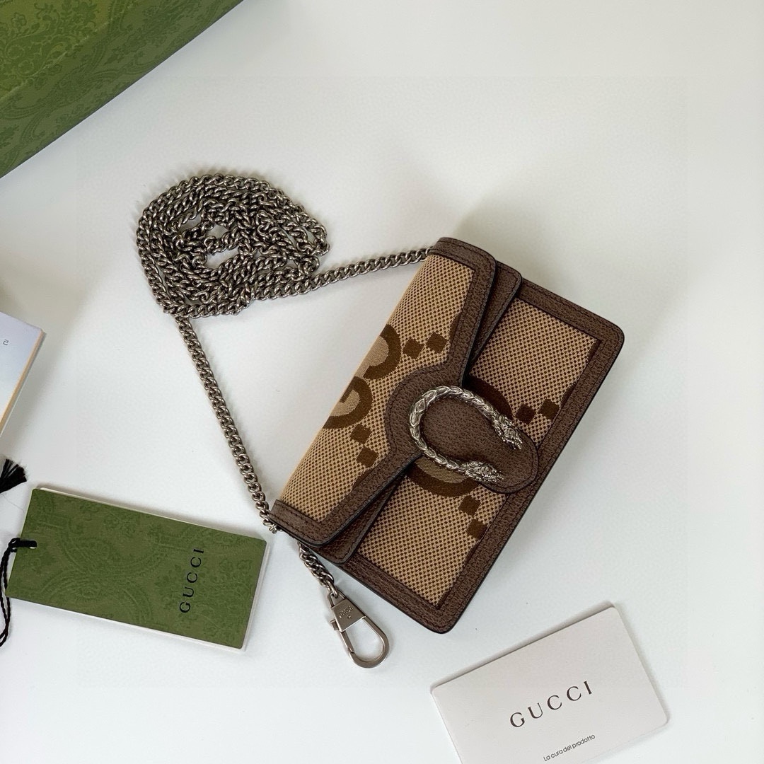 [TOP] GUCCI Dionysus Bag GG Mini Chain Bag 16.5x10x4cm - Brown
