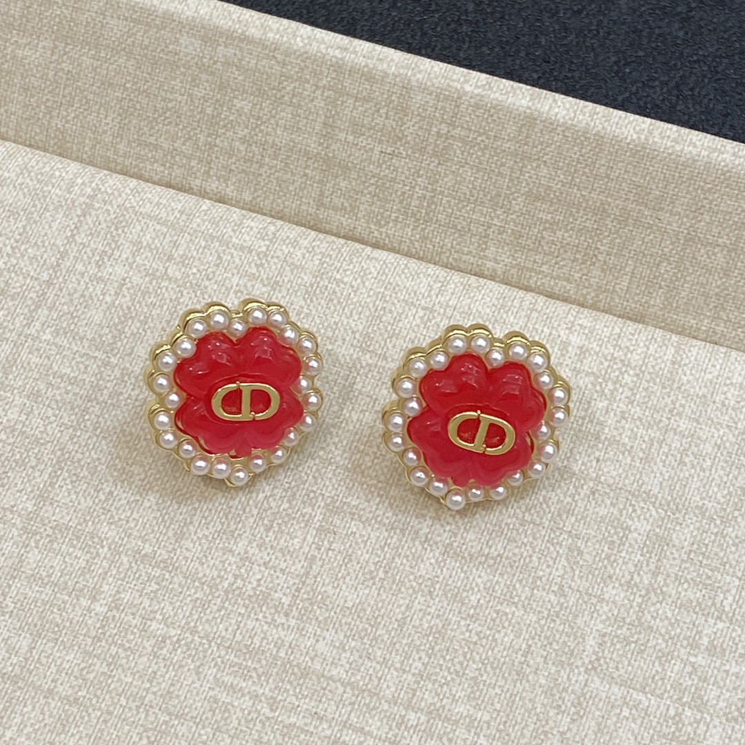 [TOP] Christian Dior Earrings -Red