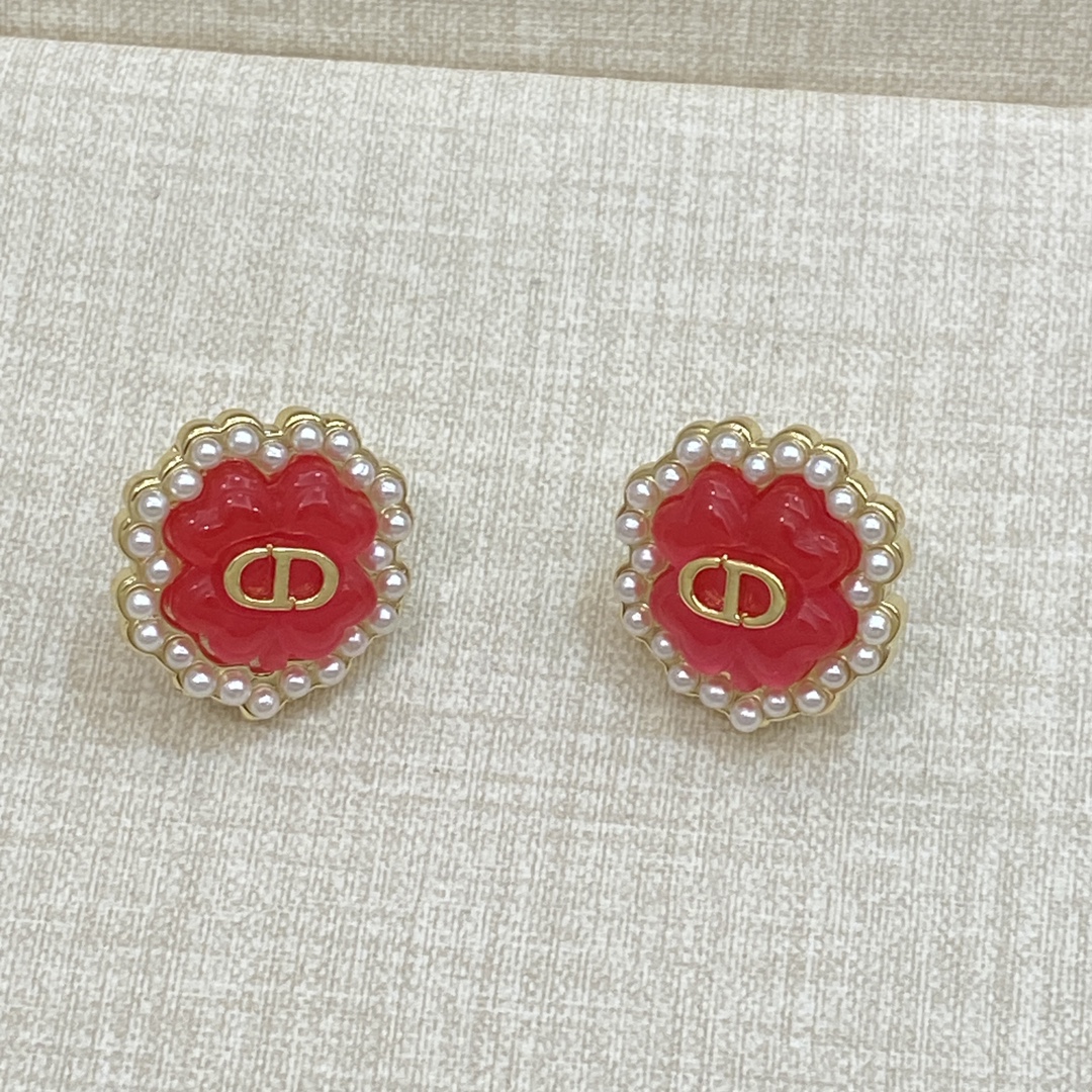 [TOP] Christian Dior Earrings -Red