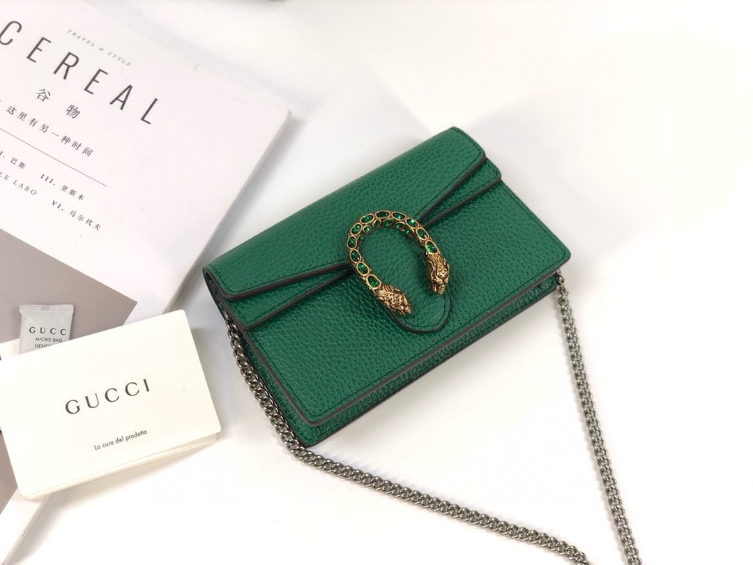 [TOP] GUCCI Dionysus Bag Mini Chain Bag 16.5x10x4cm - Green