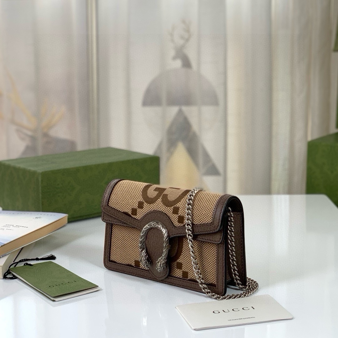 [TOP] GUCCI Dionysus Bag GG Mini Chain Bag 16.5x10x4cm - Brown