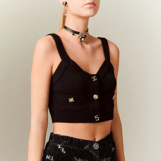 [TOP] CHANEL CC Earrings- Black