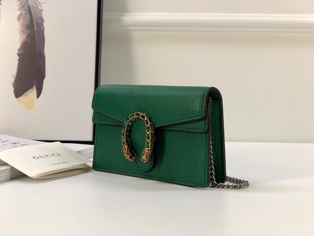 [TOP] GUCCI Dionysus Bag Mini Chain Bag 16.5x10x4cm - Green
