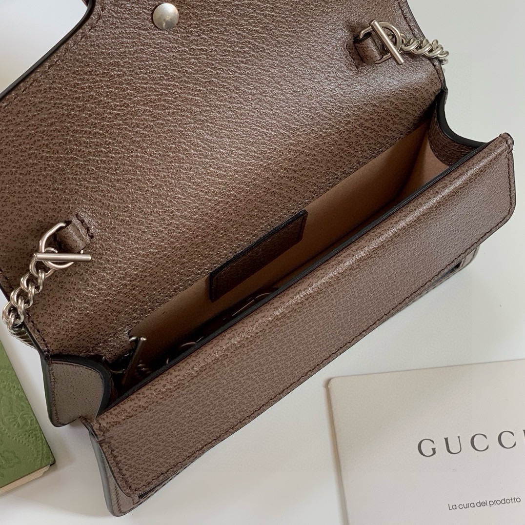 [TOP] GUCCI Dionysus Bag GG Mini Chain Bag 16.5x10x4cm - Brown