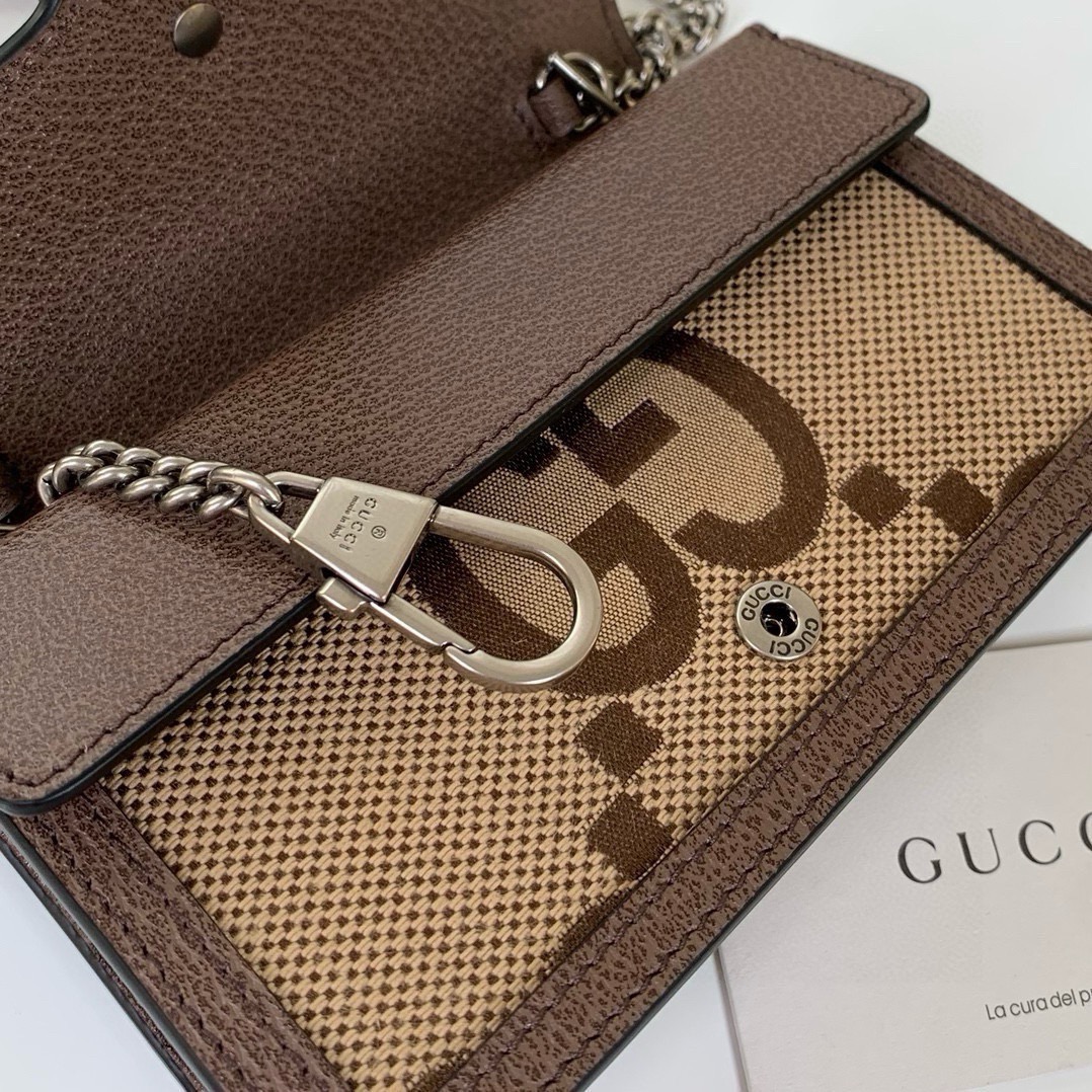 [TOP] GUCCI Dionysus Bag GG Mini Chain Bag 16.5x10x4cm - Brown