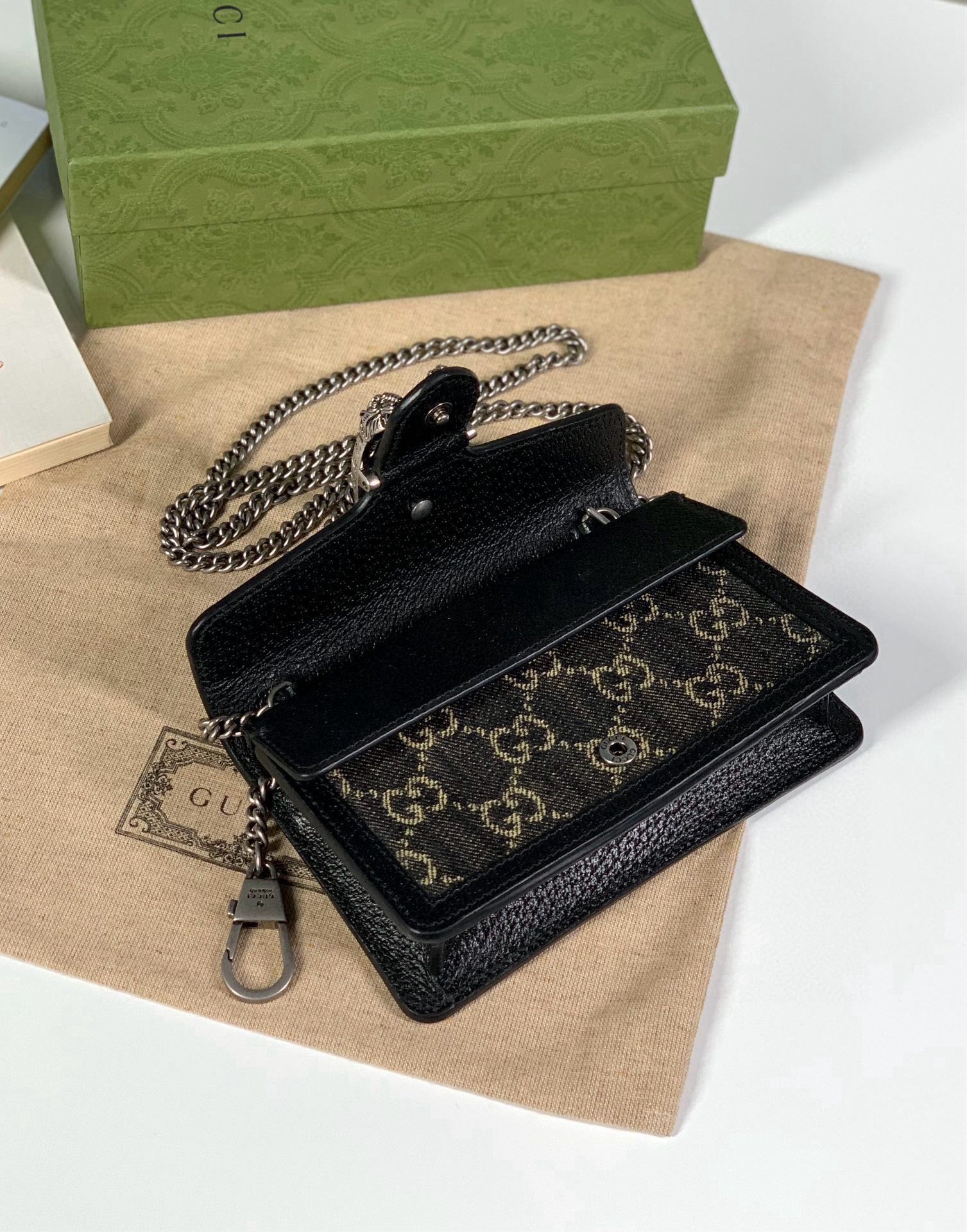 [TOP] GUCCI Dionysus Bag Mini Chain Bag 16.5x10x4cm - Black