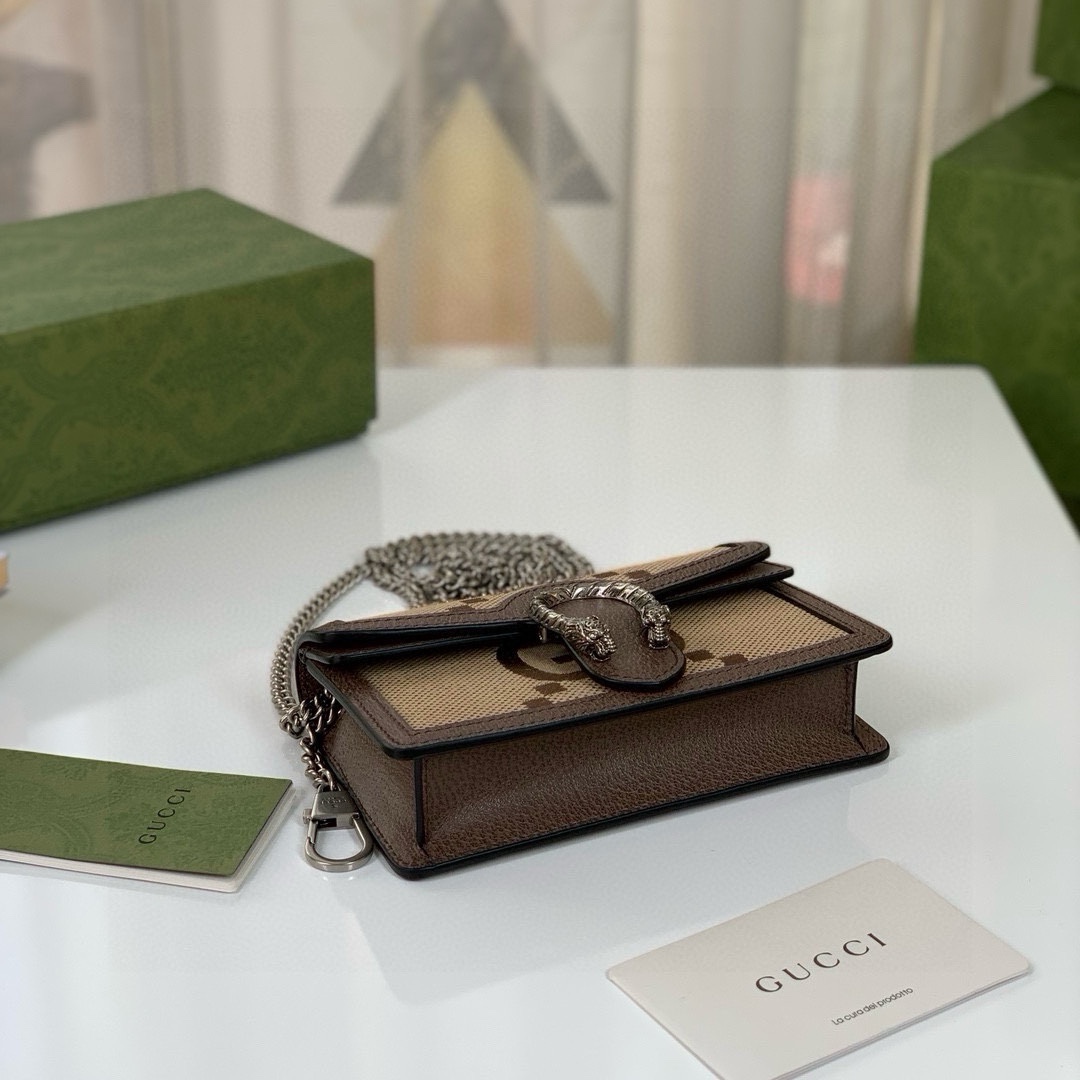 [TOP] GUCCI Dionysus Bag GG Mini Chain Bag 16.5x10x4cm - Brown