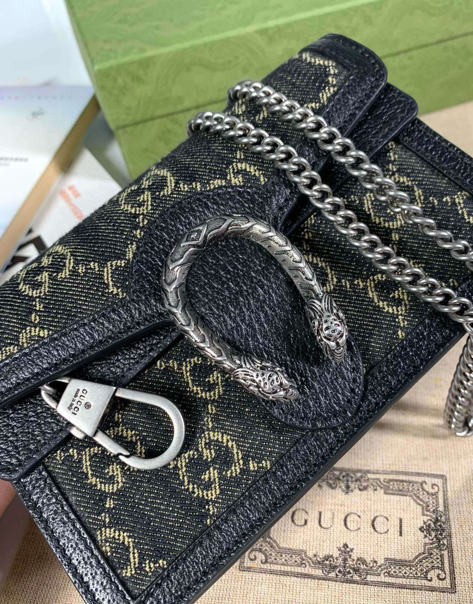 [TOP] GUCCI Dionysus Bag Mini Chain Bag 16.5x10x4cm - Black