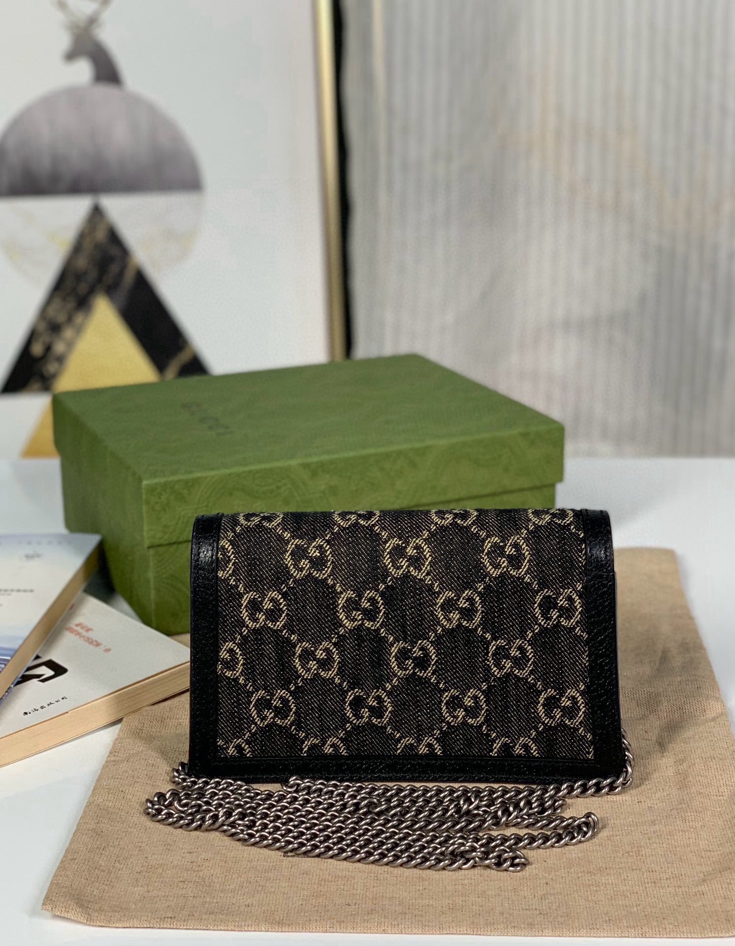 [TOP] GUCCI Dionysus Bag Mini Chain Bag 16.5x10x4cm - Black