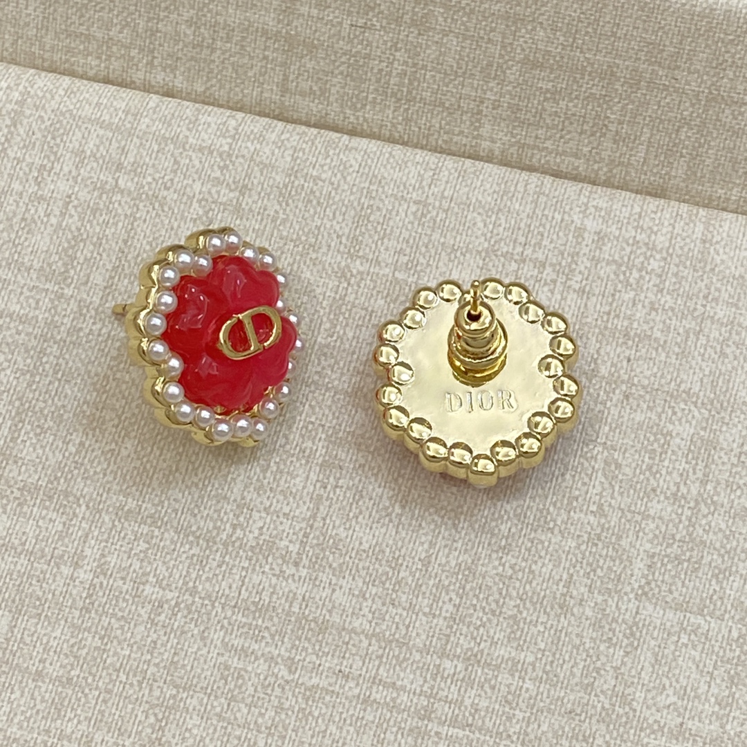 [TOP] Christian Dior Earrings -Red