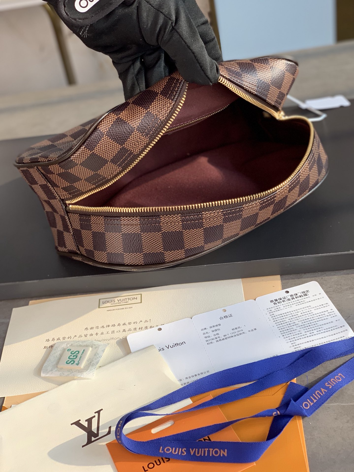 [TOP] Louis Vuitton LV Damier Canvas Bag 25.5x17x9cm - Brown
