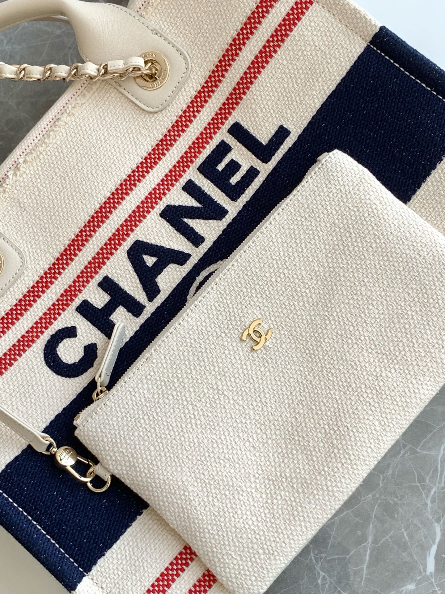 [TOP] CHANEL Deauville Bag 34cm/38cm - Beige