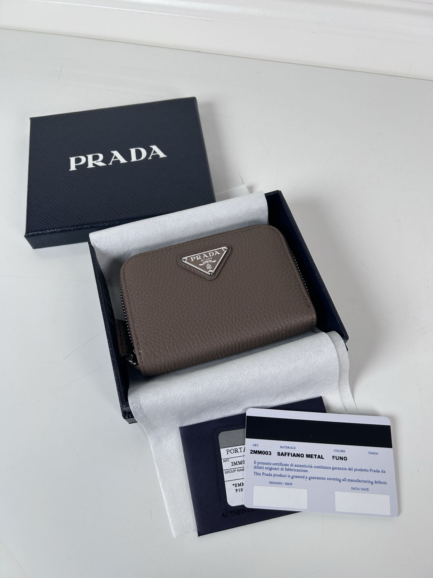 [TOP] PRADA Deerskin Wallet 11×7.5cm - Brown