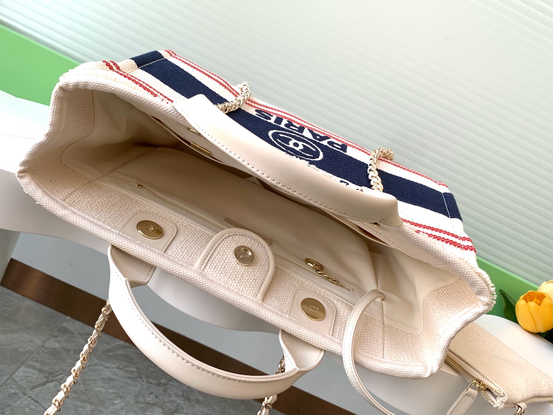 [TOP] CHANEL Deauville Bag 34cm/38cm - Beige