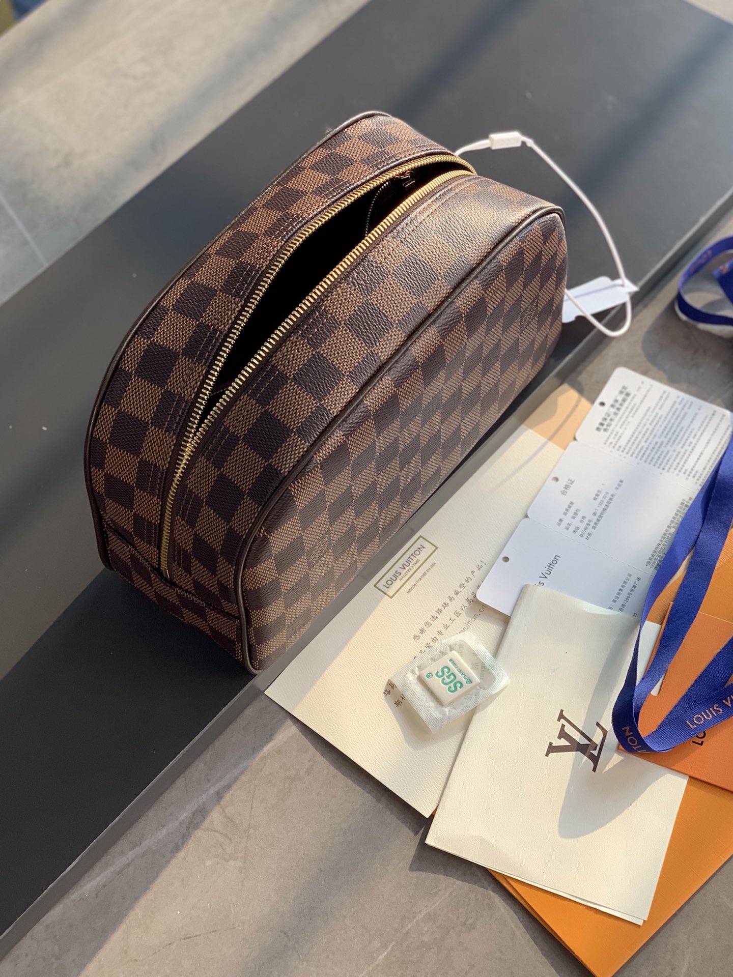 [TOP] Louis Vuitton LV Damier Canvas Bag 25.5x17x9cm - Brown