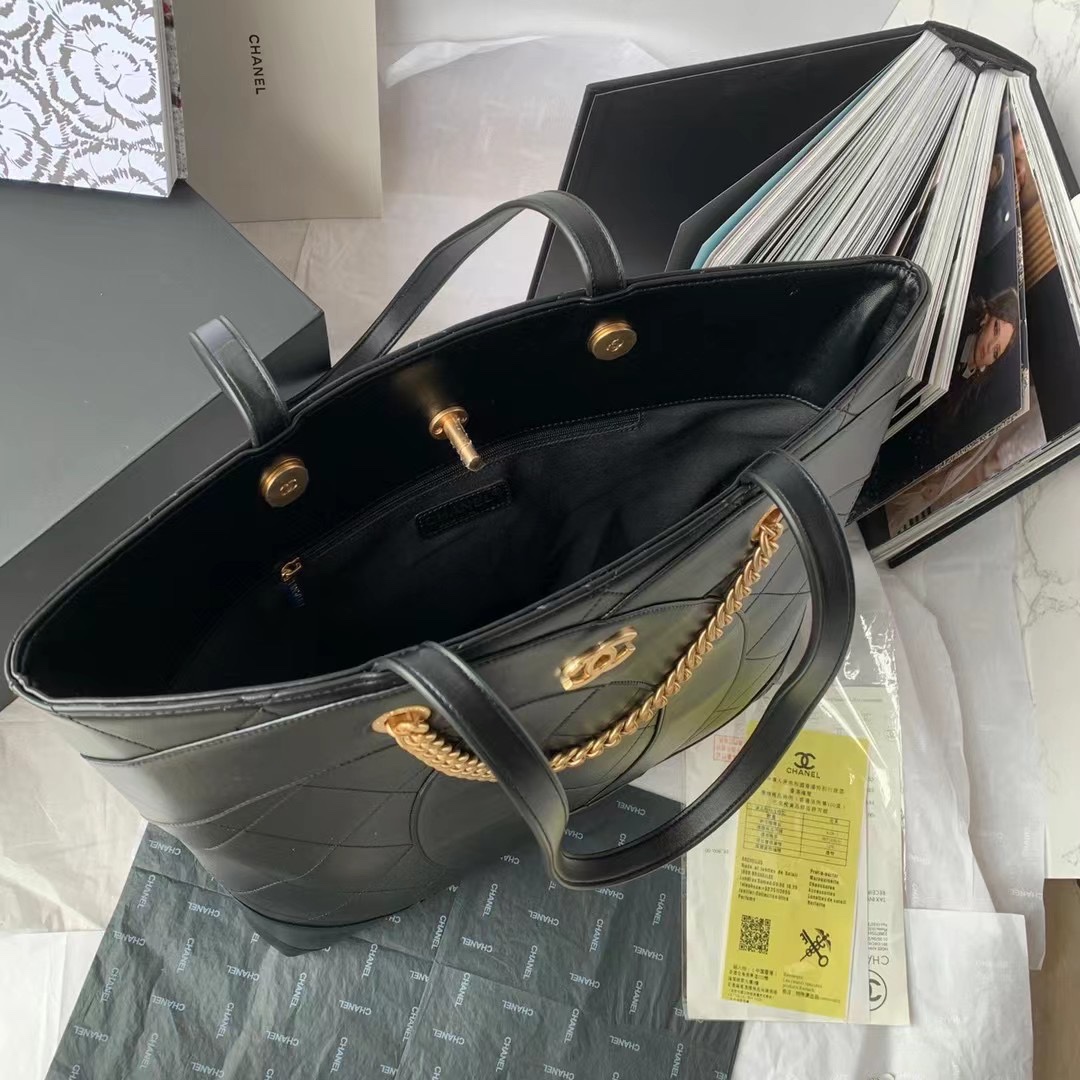 [TOP] CHANEL 23P Shopping Bag 37*36*6cm - Black