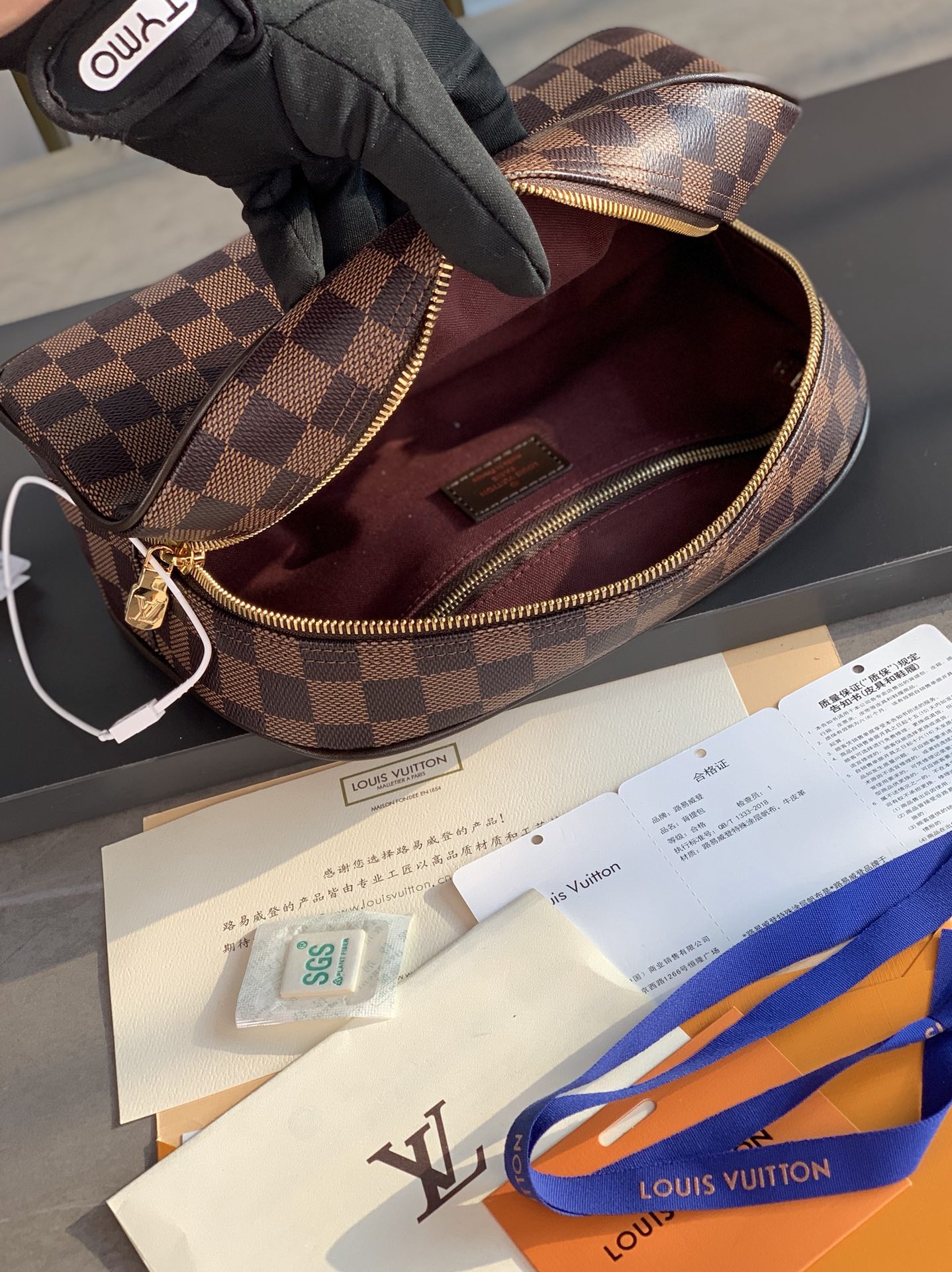 [TOP] Louis Vuitton LV Damier Canvas Bag 25.5x17x9cm - Brown