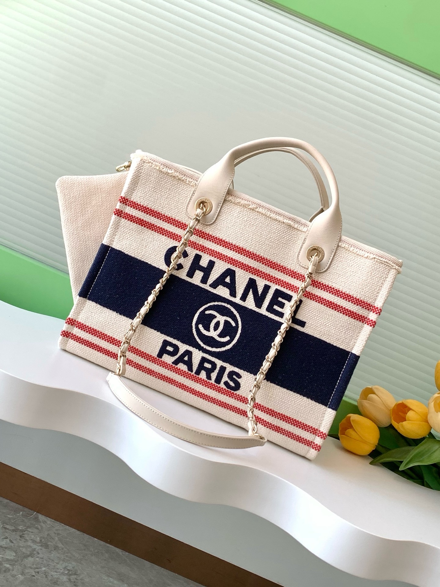 [TOP] CHANEL Deauville Bag 34cm/38cm - Beige