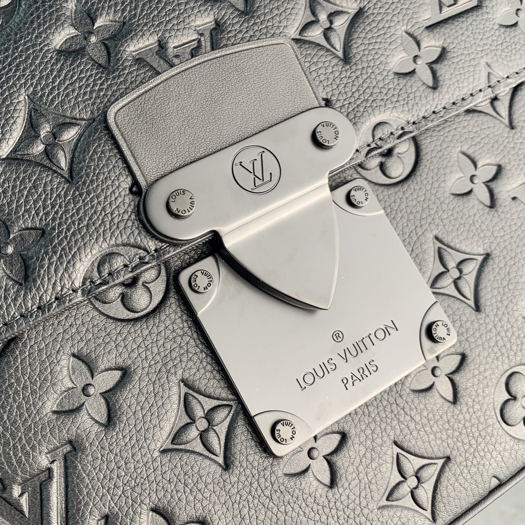 [TOP] Louis Vuitton LV S Lock 4A Bag Monogram Embossed Taurillon Leather 27x21x3.5cm - Black