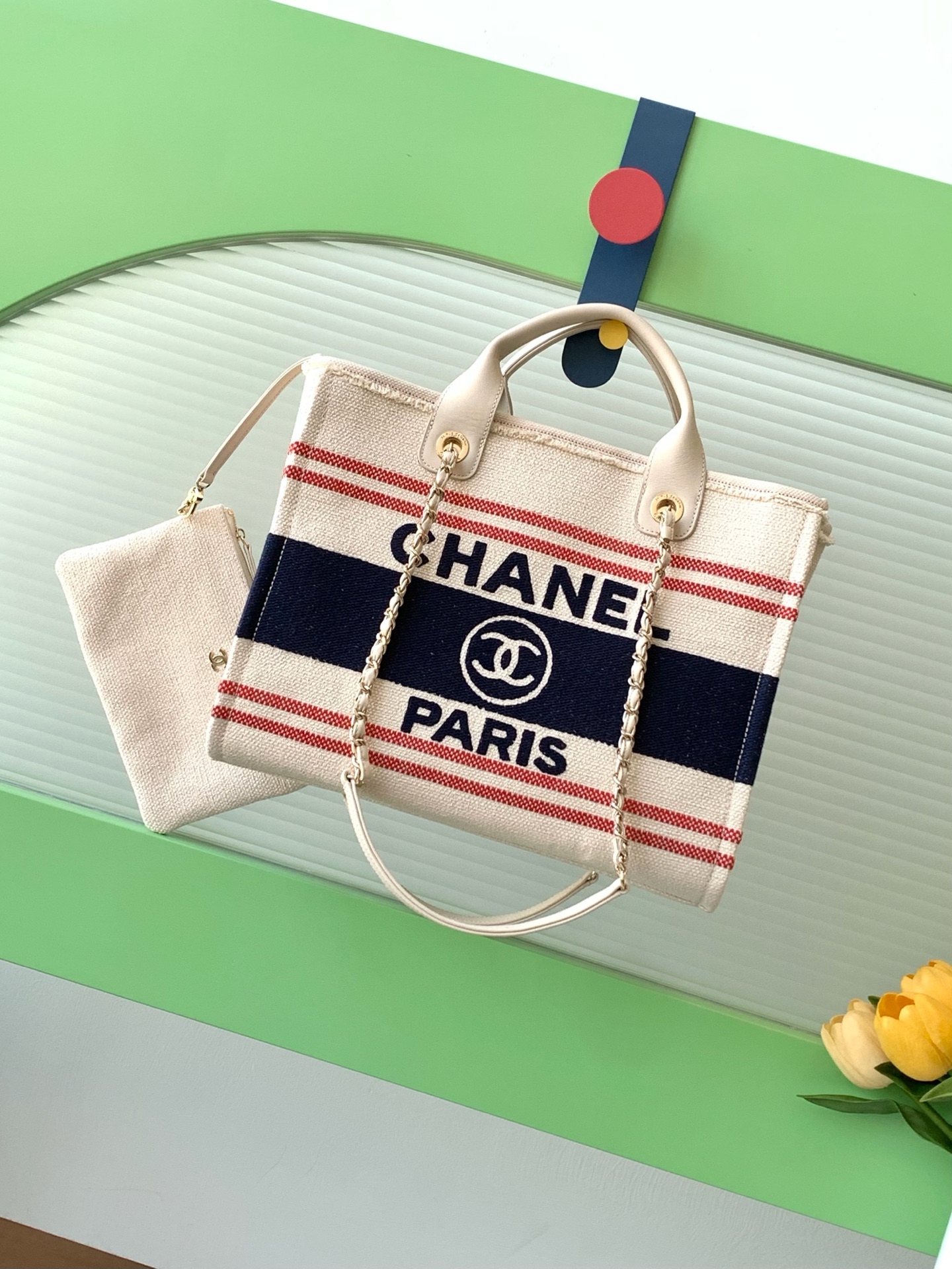 [TOP] CHANEL Deauville Bag 34cm/38cm - Beige