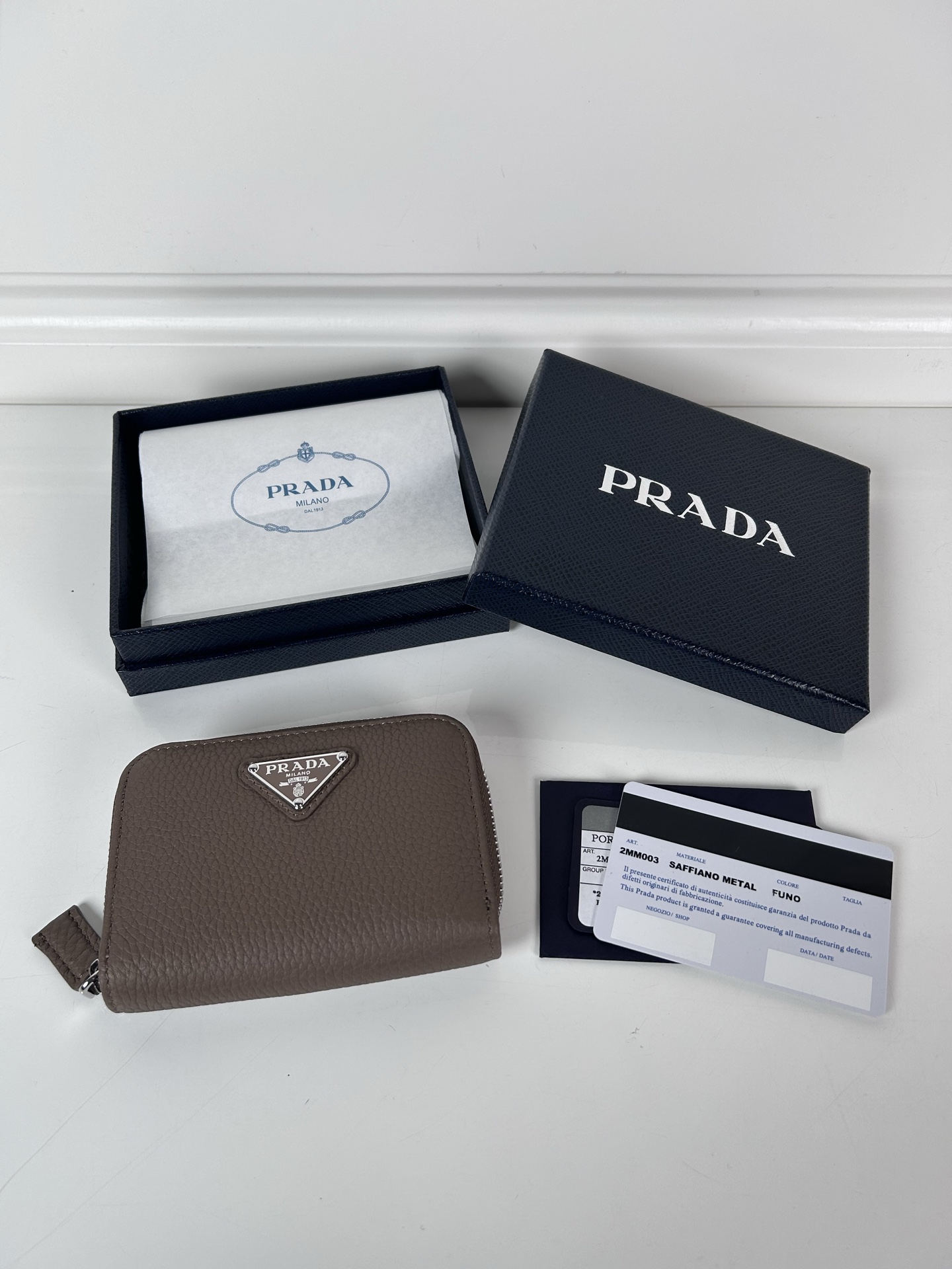 [TOP] PRADA Deerskin Wallet 11×7.5cm - Brown