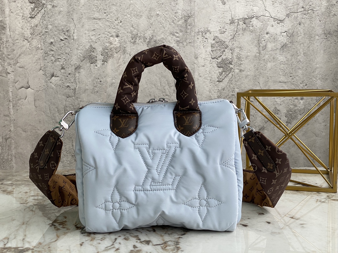 [TOP] Louis Vuitton LV Speedy Bandoulière 25 Bag Econyl/Mini Monogram 25x19x15cm - Light Blue/Dark Blue