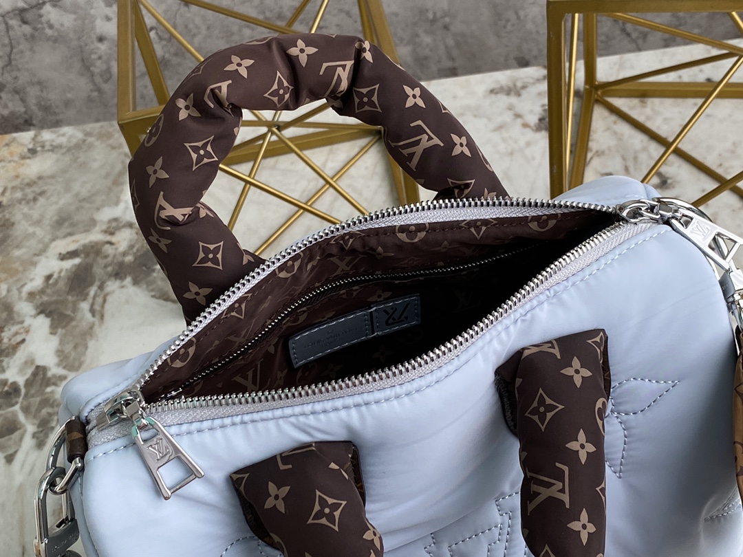 [TOP] Louis Vuitton LV Speedy Bandoulière 25 Bag Econyl/Mini Monogram 25x19x15cm - Light Blue/Dark Blue