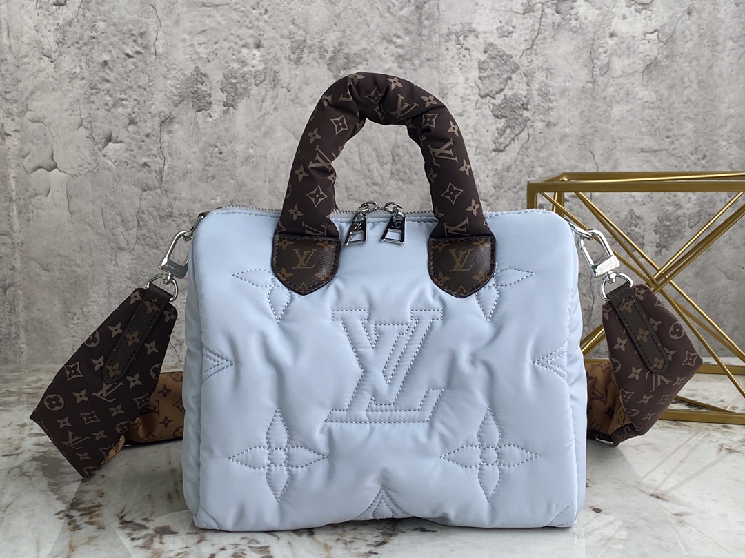 [TOP] Louis Vuitton LV Speedy Bandoulière 25 Bag Econyl/Mini Monogram 25x19x15cm - Light Blue/Dark Blue