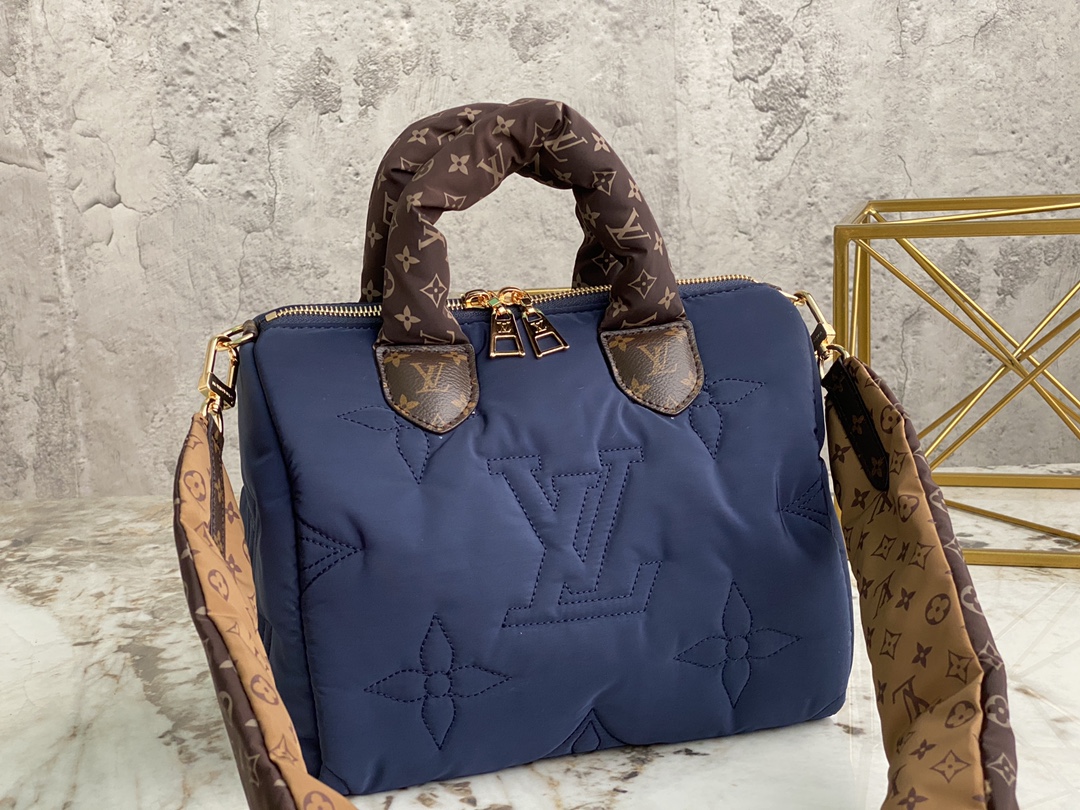 [TOP] Louis Vuitton LV Speedy Bandoulière 25 Bag Econyl/Mini Monogram 25x19x15cm - Light Blue/Dark Blue
