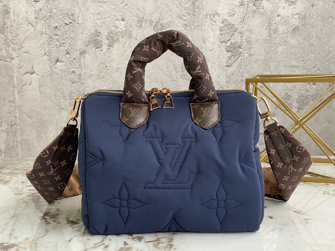 [TOP] Louis Vuitton LV Speedy Bandoulière 25 Bag Econyl/Mini Monogram 25x19x15cm - Light Blue/Dark Blue
