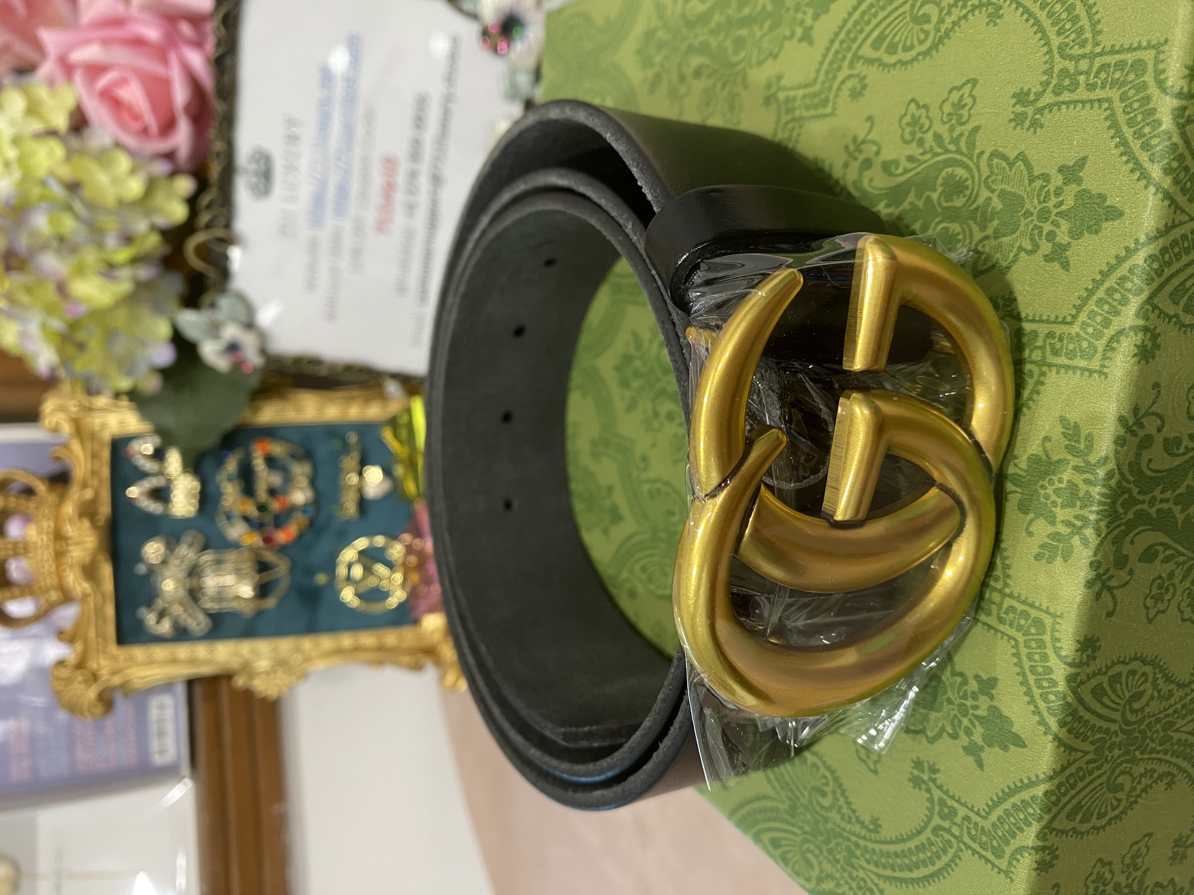 [TOP] GUCCI GG Buckle Leather Belt 3.8cm - Brown/Black