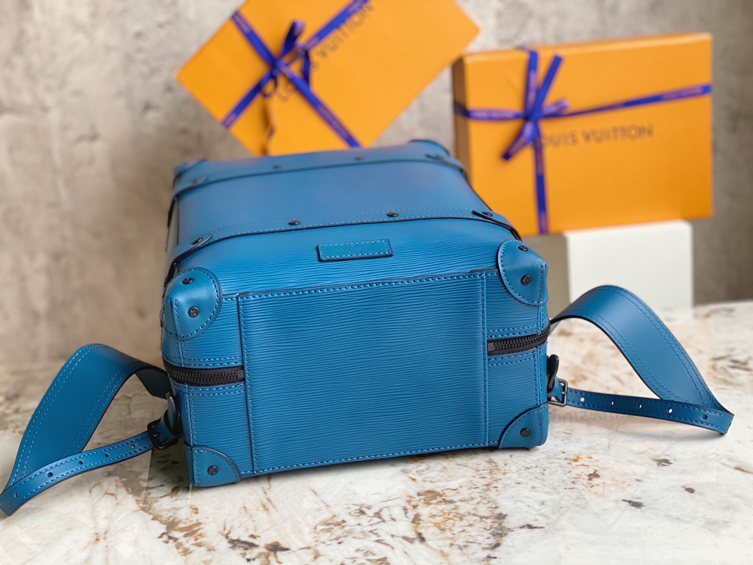 [TOP] Louis Vuitton LV Men's Backpack Monogram Coated Canvas/Cowhide Trim 26x37x14cm - Blue