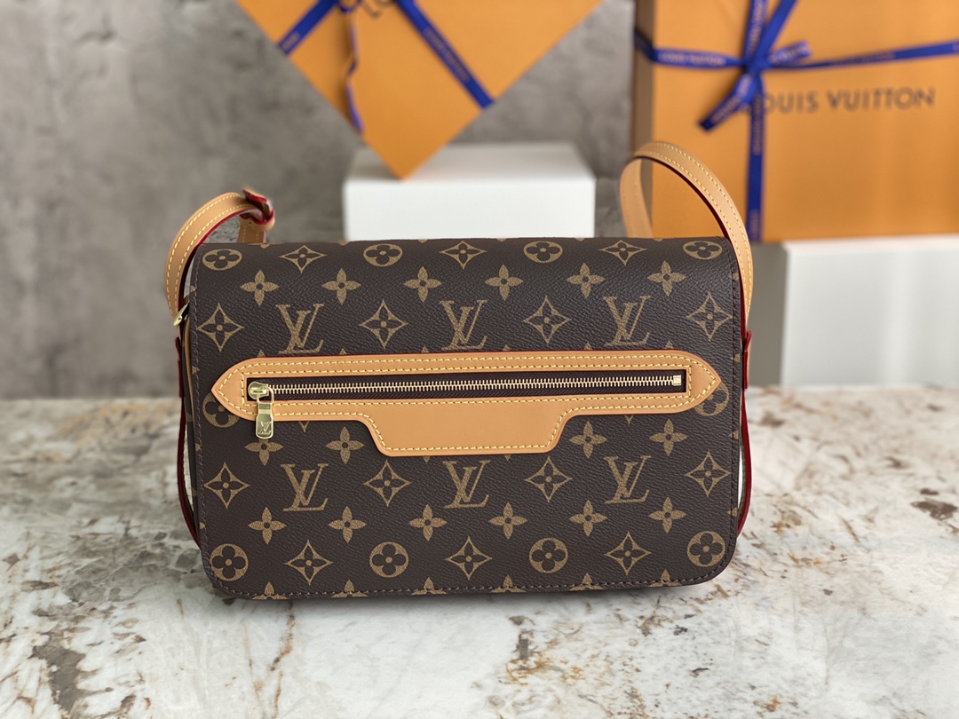 [TOP] Louis Vuitton LV Crossbody Bag 28x18x7cm - Brown