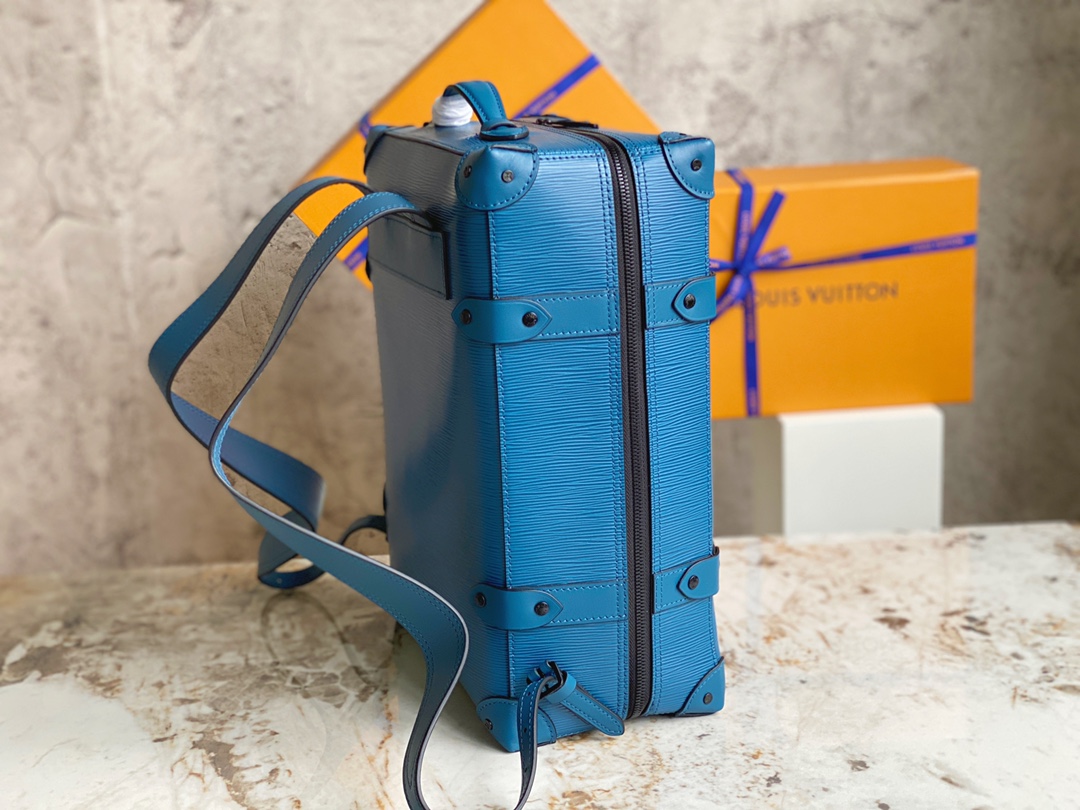 [TOP] Louis Vuitton LV Men's Backpack Monogram Coated Canvas/Cowhide Trim 26x37x14cm - Blue