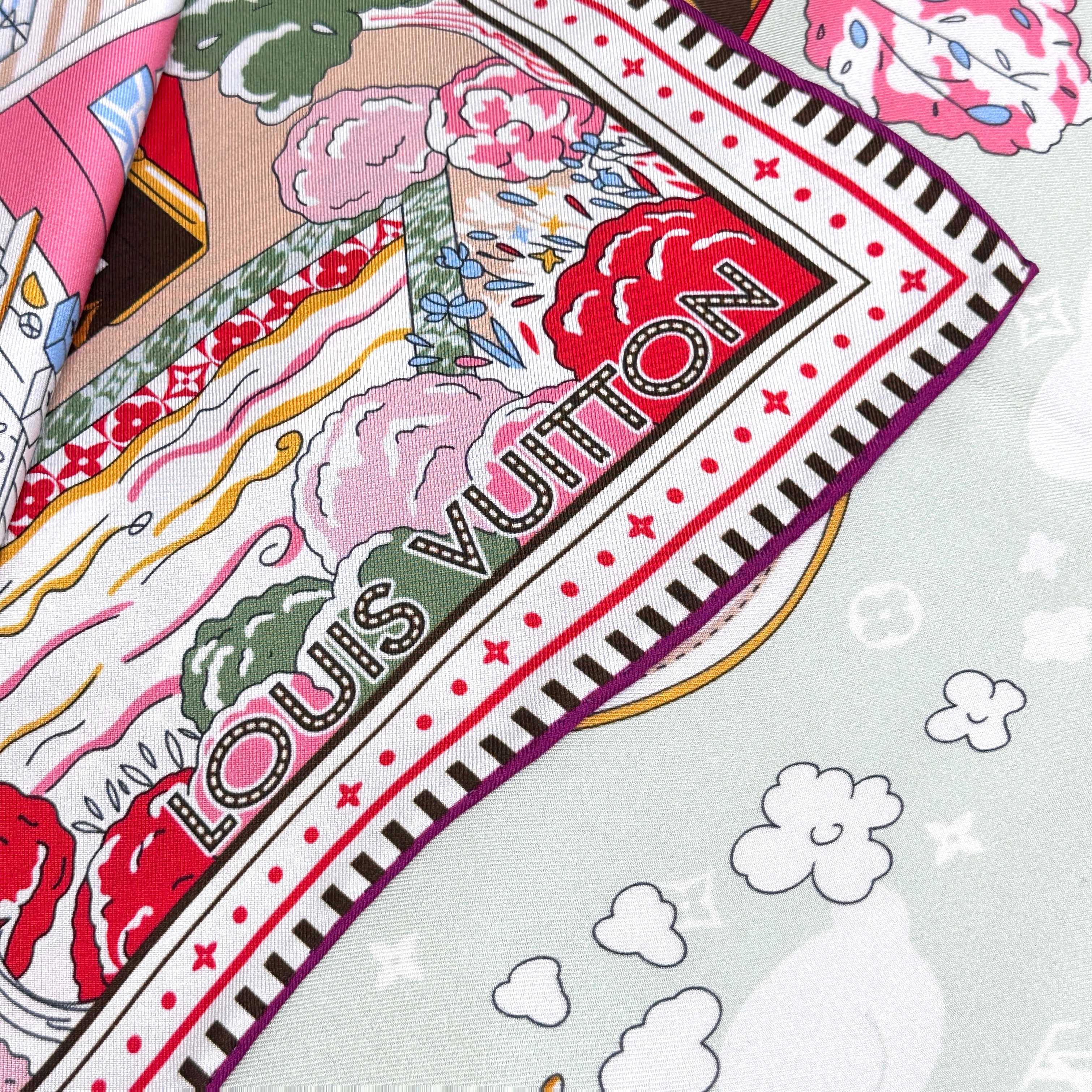 [TOP] Louis Vuitton LV Monogram Square Scarf 90 x 90 cm - Pink