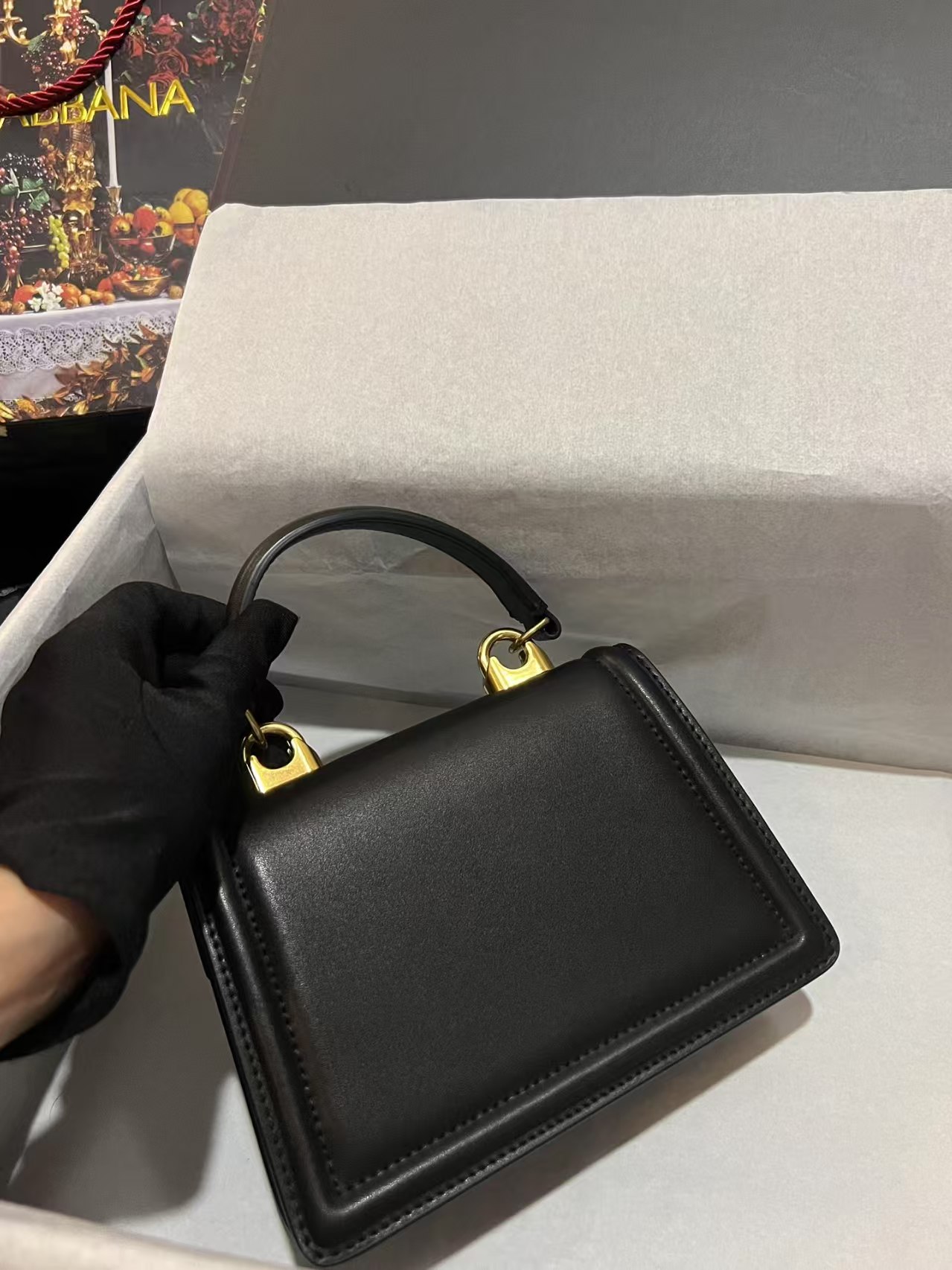 [TOP] Dolce & Gabbana D&G Devotion Tote Handle Bag 19x13.5x4cm - Black