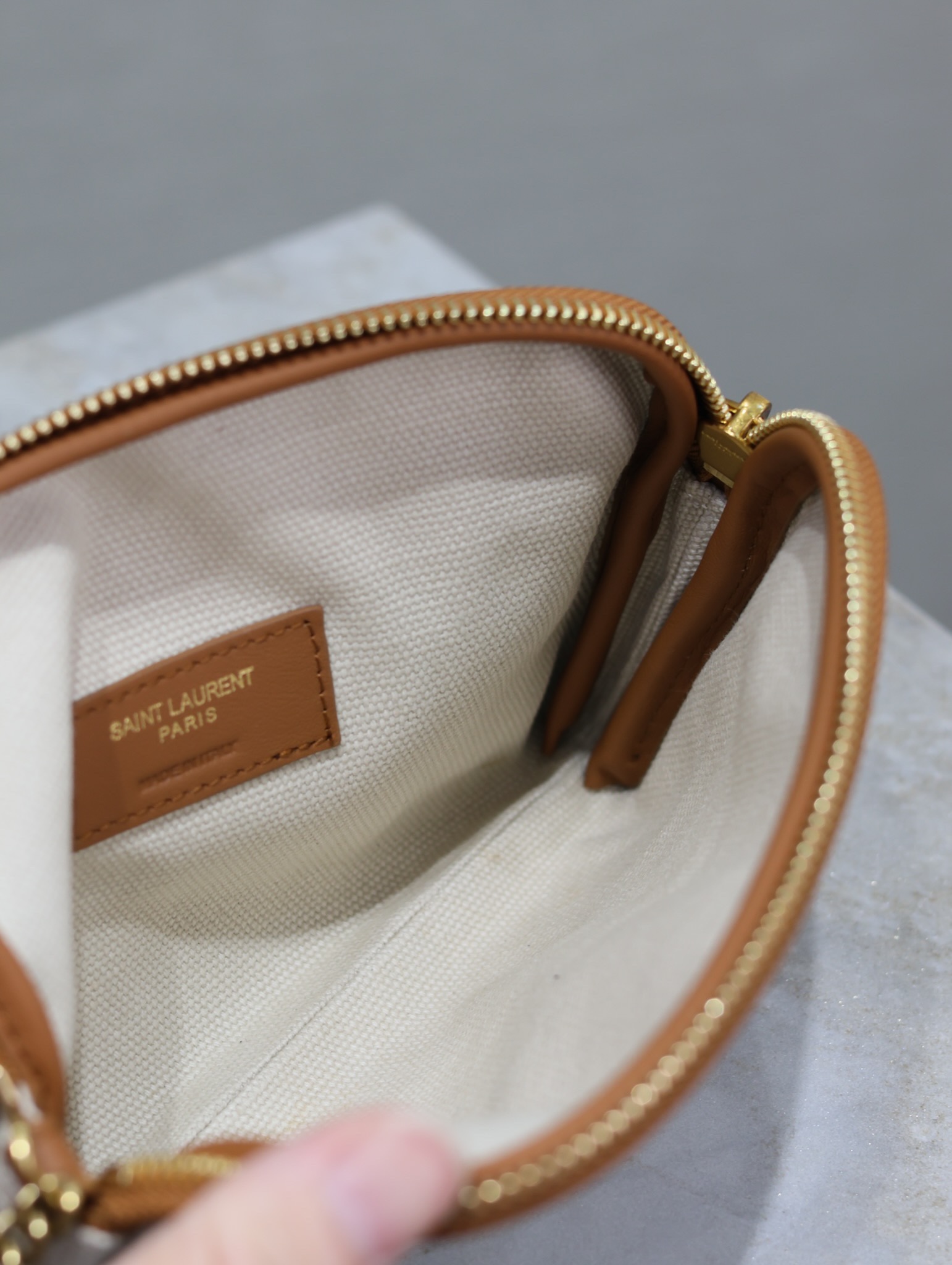 [TOP] Yves Saint Laurent YSL Gaby Bag Canvas 19x3x3.5cm - Beige&GHW