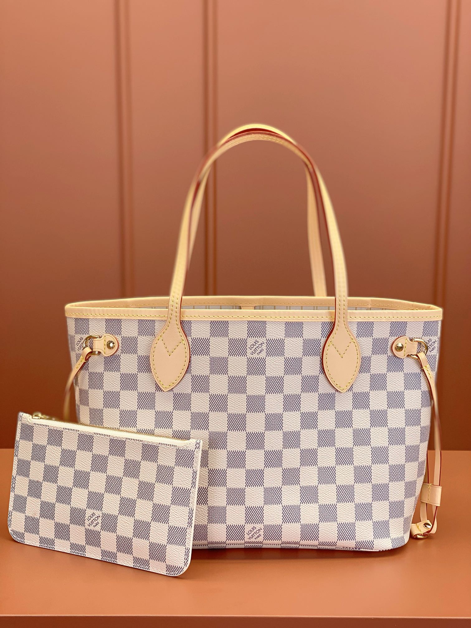 [TOP] Louis Vuitton LV Neverfull Dmier Azur PM - Beige
