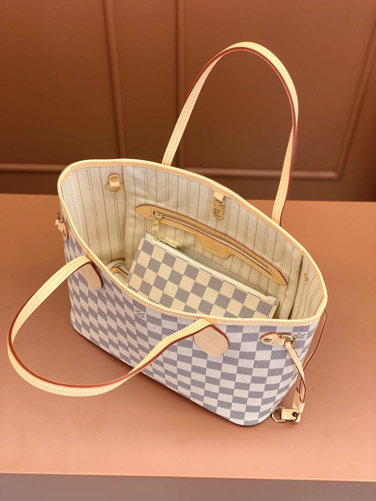 [TOP] Louis Vuitton LV Neverfull Dmier Azur PM - Beige