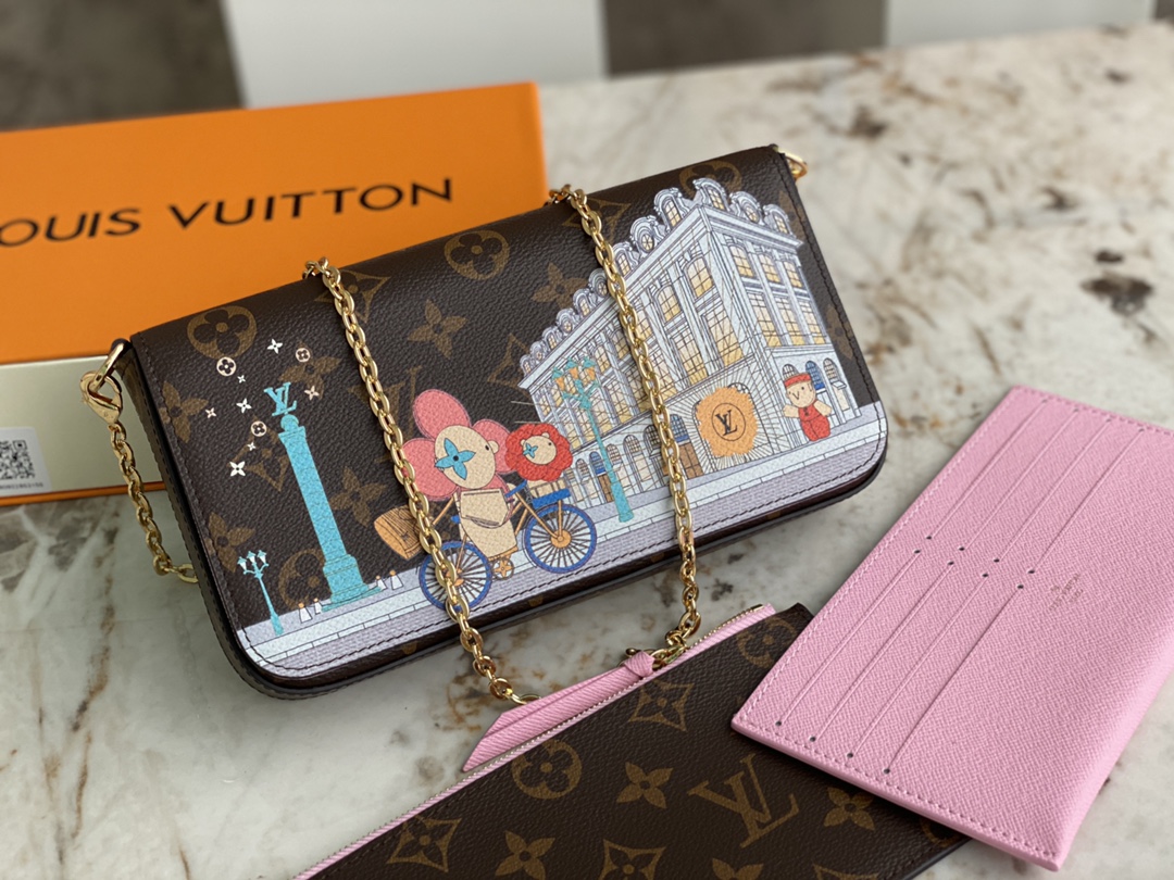 [TOP] Louis Vuitton LV Vivienne Holidays 2022 Pochette Félicie Bag 21X12X3cm - Brown