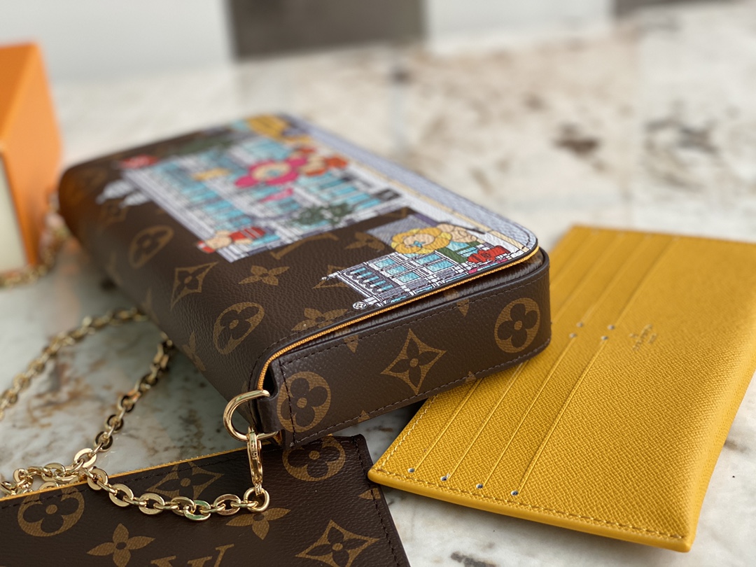 [TOP] Louis Vuitton LV Vivienne Holidays 2022 Pochette Félicie Bag 21X12X3cm - Brown