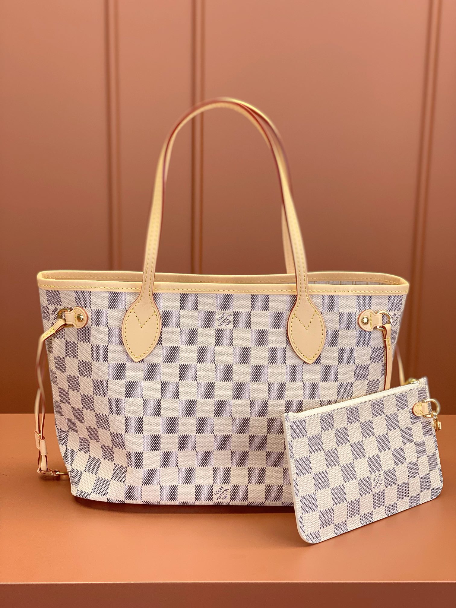 [TOP] Louis Vuitton LV Neverfull Dmier Azur PM - Beige