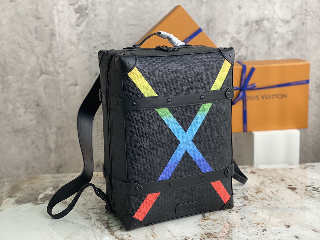 [TOP] Louis Vuitton LV Men's Soft Trunk Backpack 26x37x14cm - Black