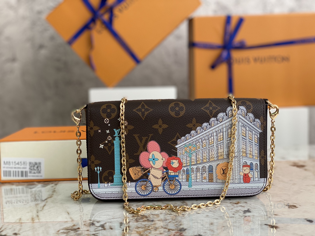 [TOP] Louis Vuitton LV Vivienne Holidays 2022 Pochette Félicie Bag 21X12X3cm - Brown